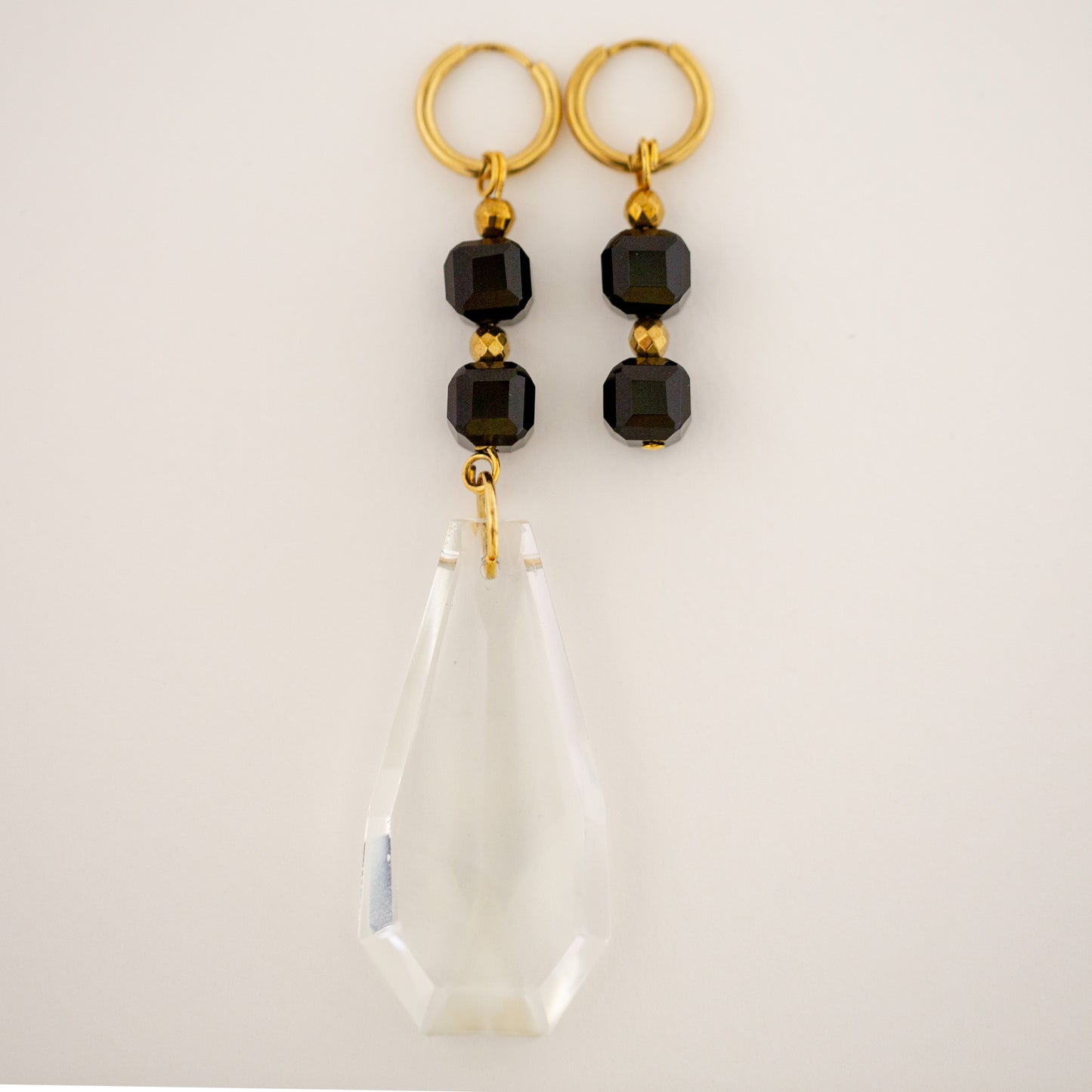 Boucles d'oreilles Onyx et Cristal de bohème