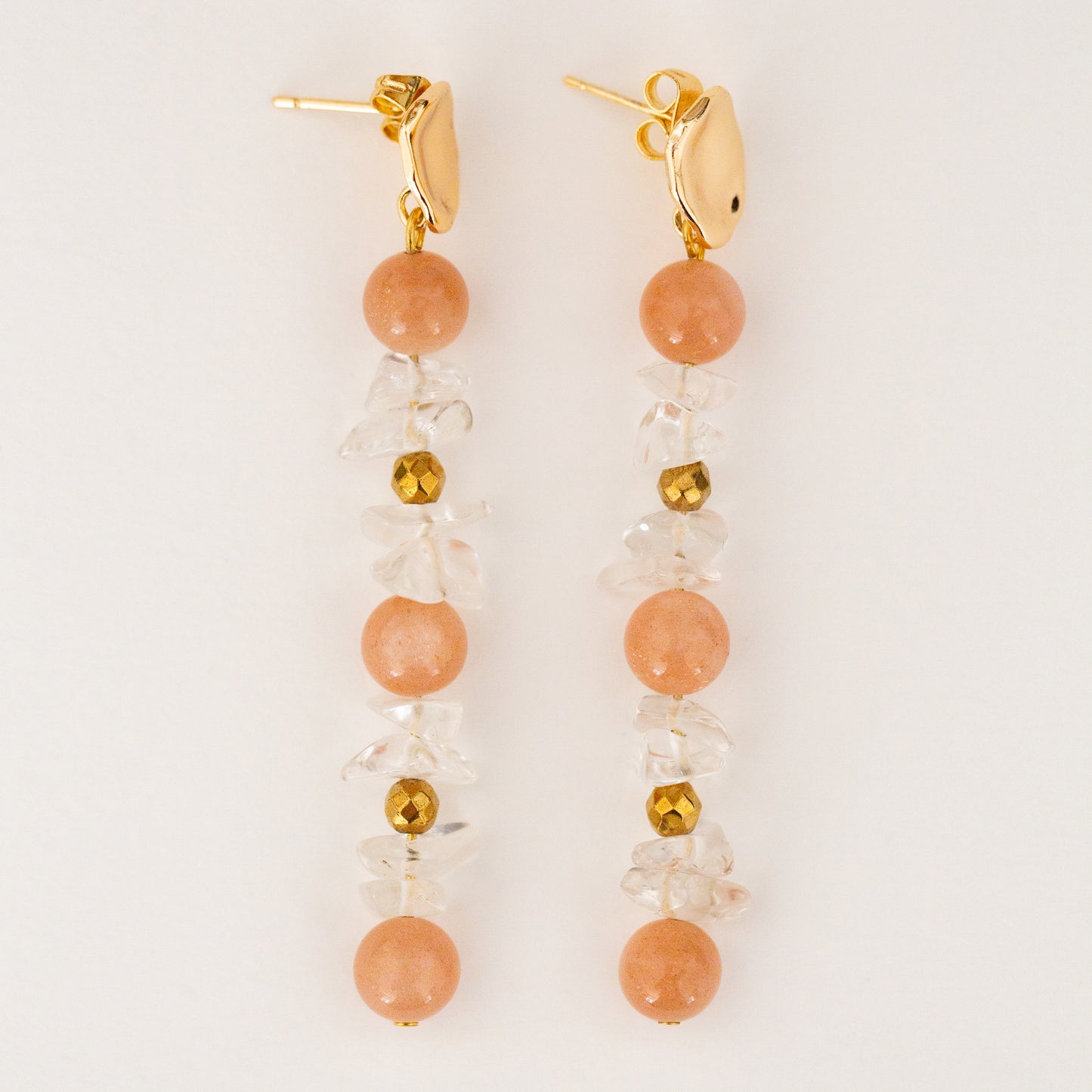 Boucles d'oreilles Pierre de Soleil et Cristal de Bohème