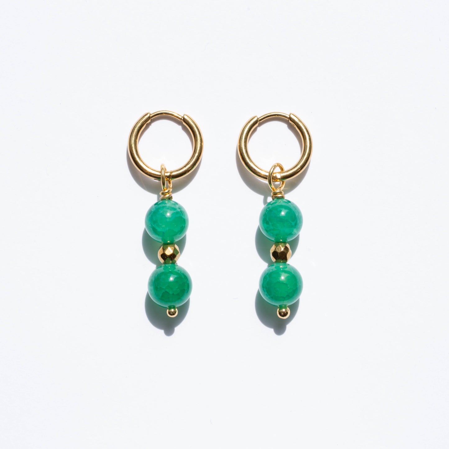 Boucles d'oreilles Pierre d'agate verte craquelée
