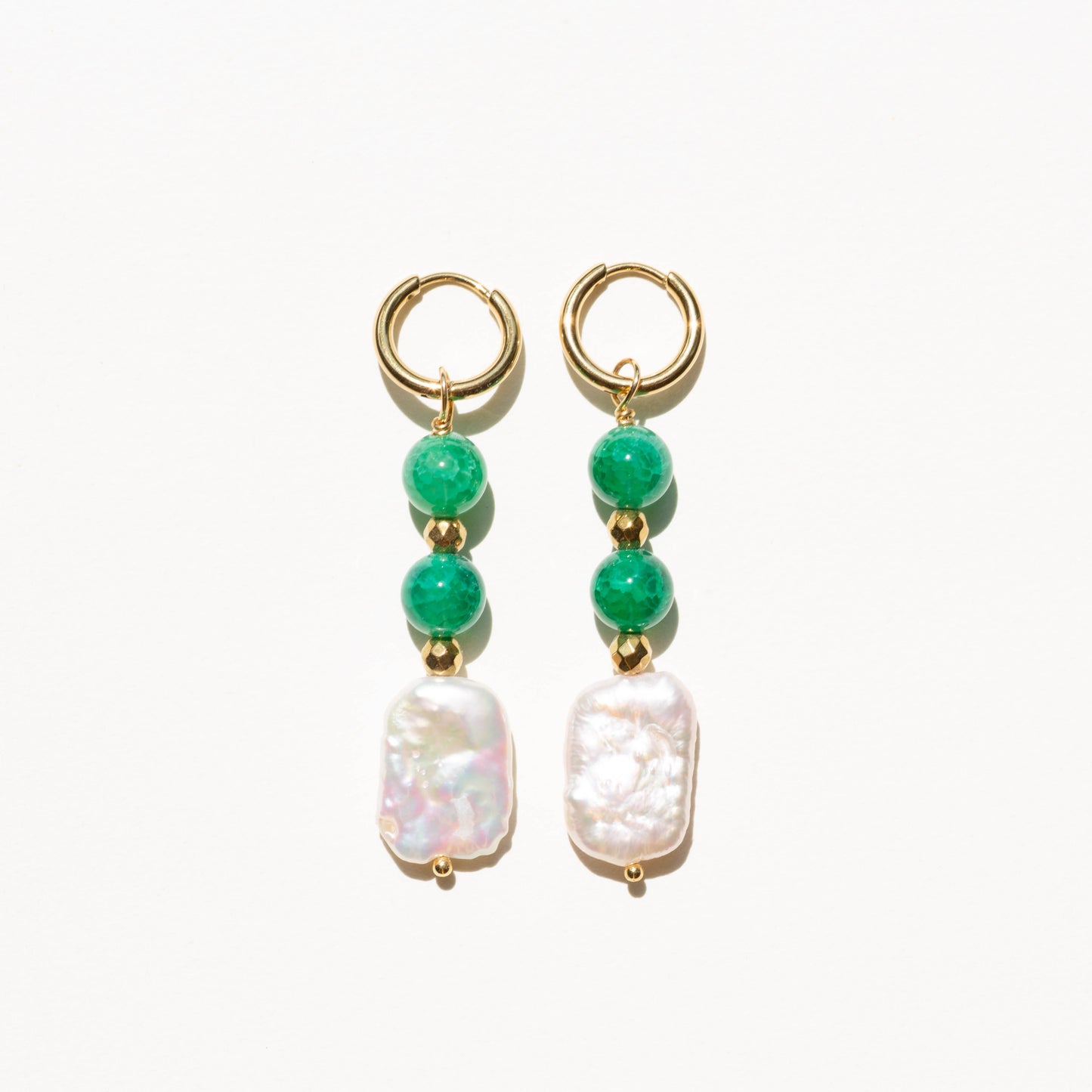 Boucles d'oreilles Perle d'eau douce et agates craquelées