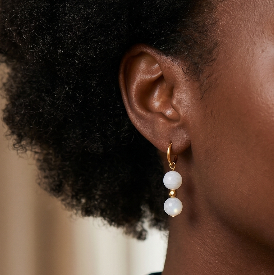 Boucles d'oreilles Onyx et Cristal de bohème – Mini