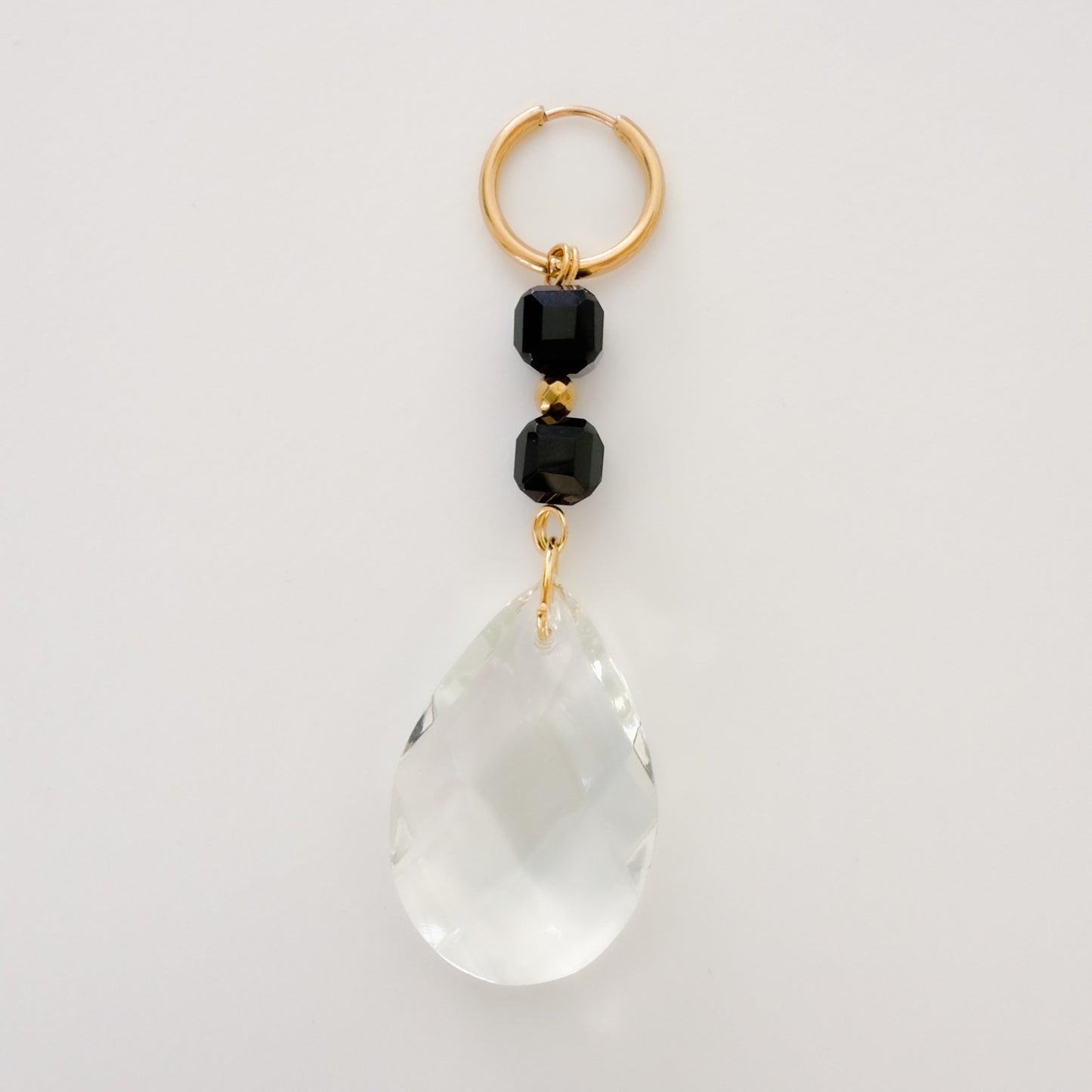 Boucle d'oreille Onyx et Cristal de bohème