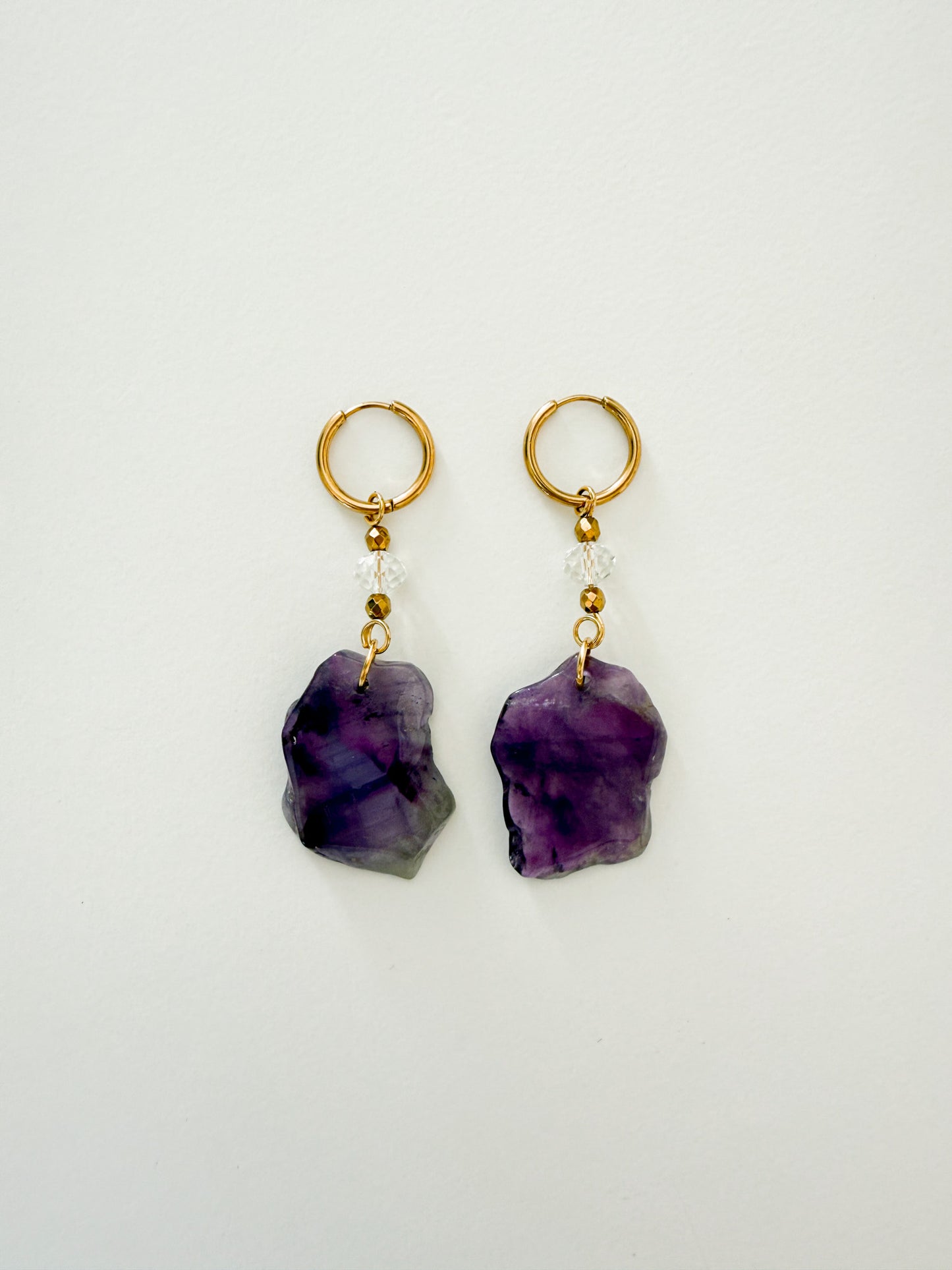Boucles d'oreilles Améthyste et Cristal de bohème