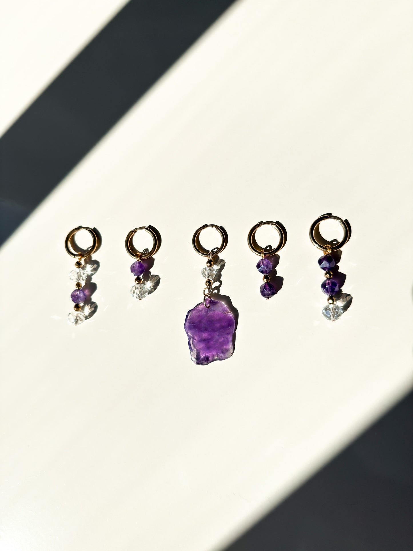 Boucles d'oreilles Améthyste et Cristal de bohème