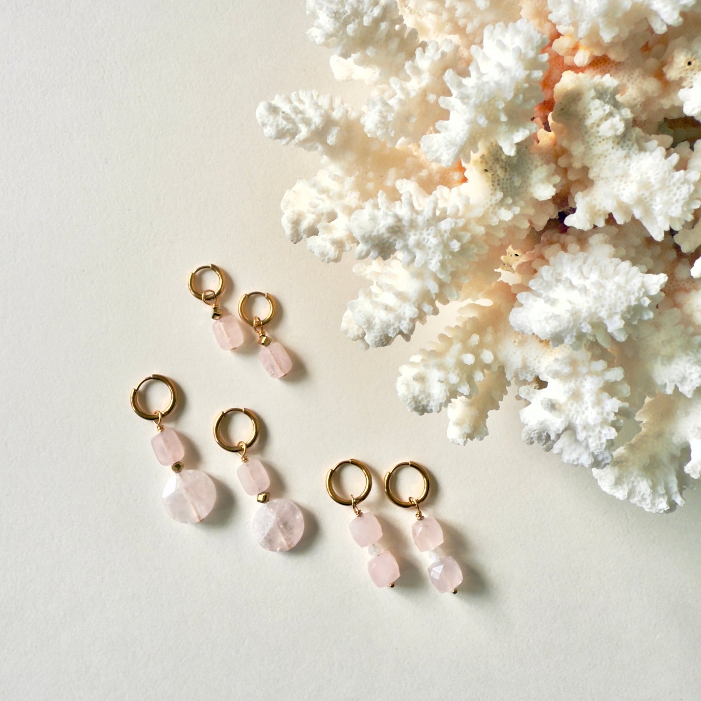 Boucles d'oreilles Pierre de quartz rose