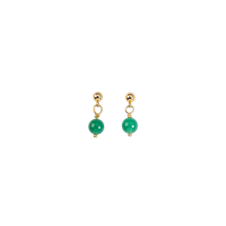 Clous d’Oreilles Plaqués Or – Agate verte