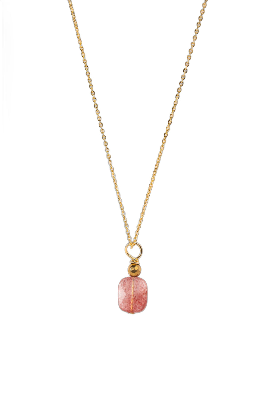 Collier avec pierre de quartz fraise naturelle