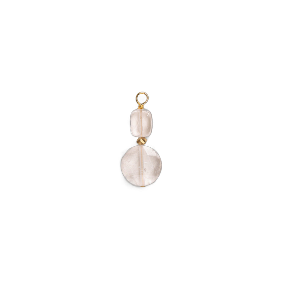 Charms pierre ronde ciselée et pierre rectangulaire - Cristal de Roche