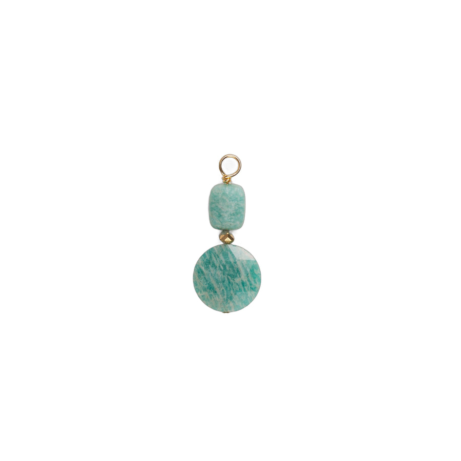 Charms pierre ronde ciselée et pierre rectangulaire - Amazonite
