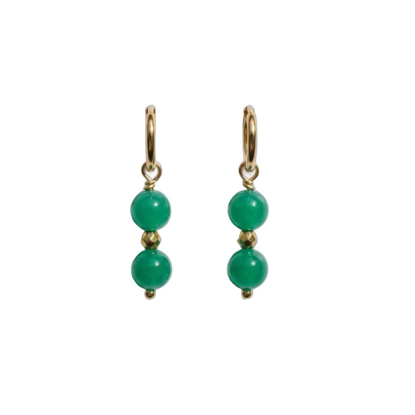 Cracked Green Agate Stone Earrings