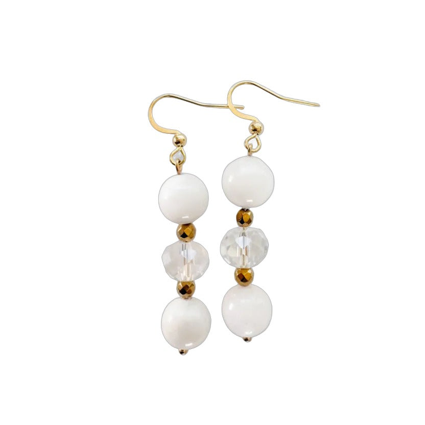 Boucles d'oreilles Pierre de Lune et Cristal de bohème