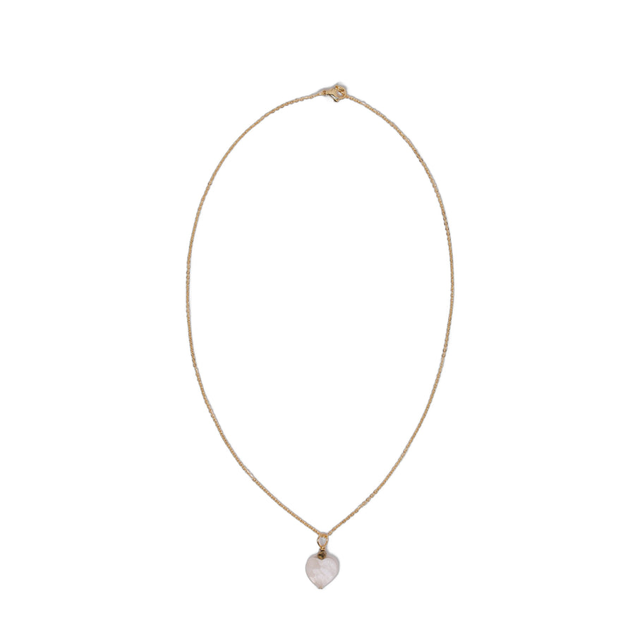 Collier Chaîne plaquée or - Pendentif en forme de coeur Pierre de Lune
