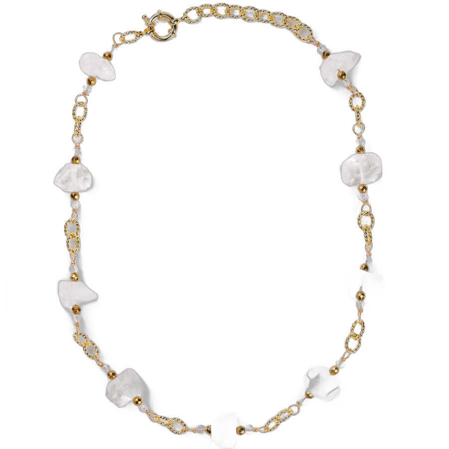 Collier Chaîne Plaquée Or – Pierre de Cristal de roche