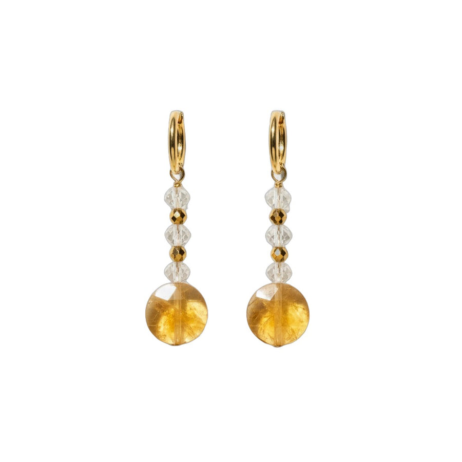 Boucles d'oreilles Citrine et Cristal de bohème