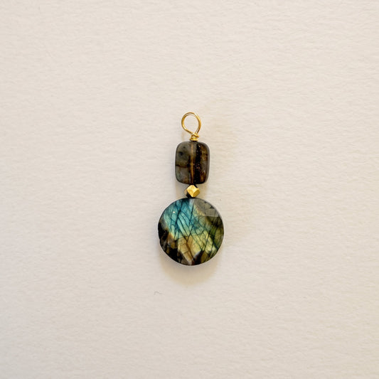 Charm labradorite, double ronde plate & rectangle — RÉALISE Paris