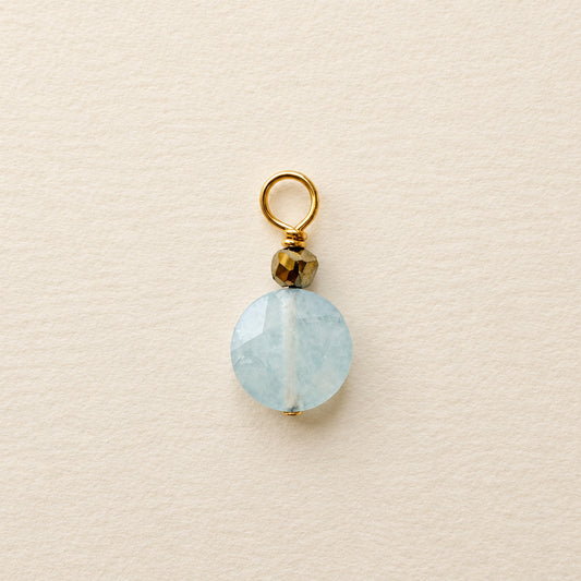 Aquamarine charm — small flat round
