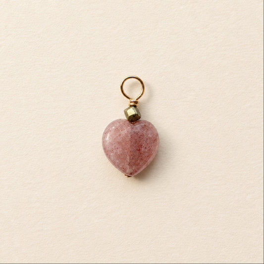 Charm quartz fraise — cœur plat