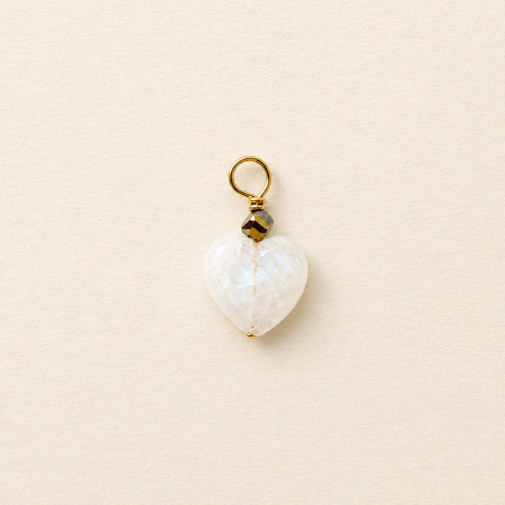 Moonstone charm — flat heart