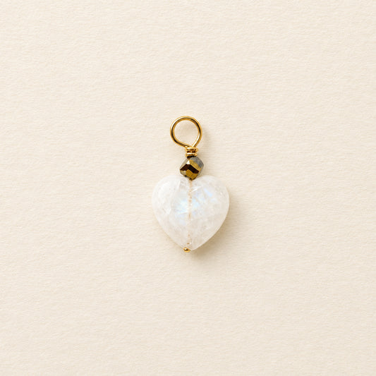 Moonstone charm — flat heart