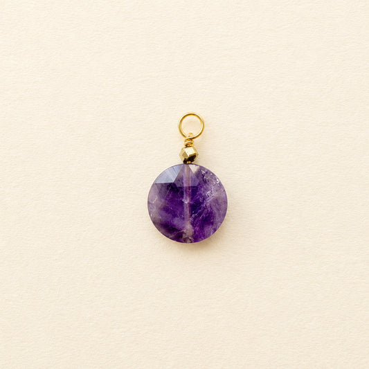 Labradorite charm — small flat round