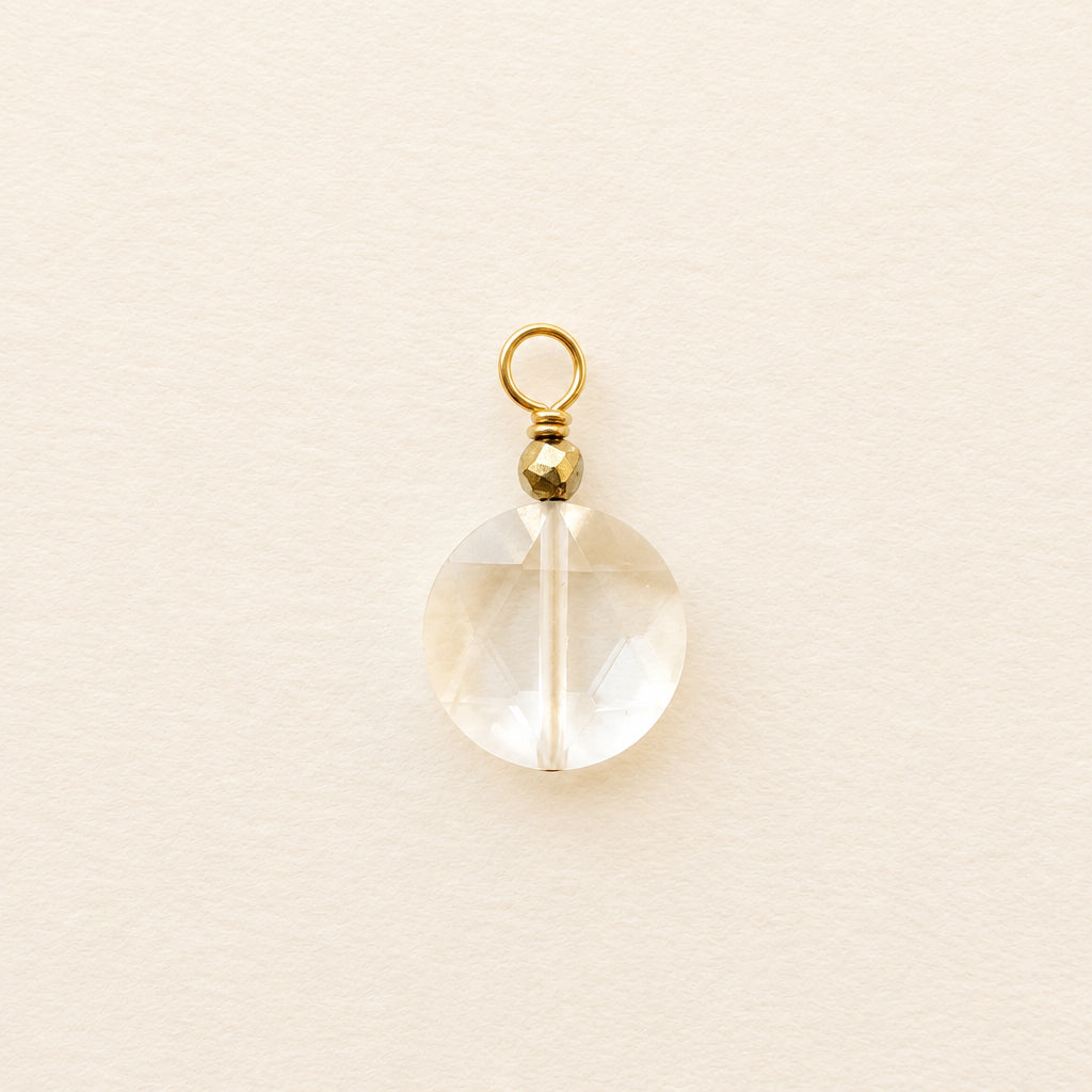 Charm cristal de roche — grande ronde plate