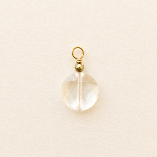 Rock crystal charm — large flat round