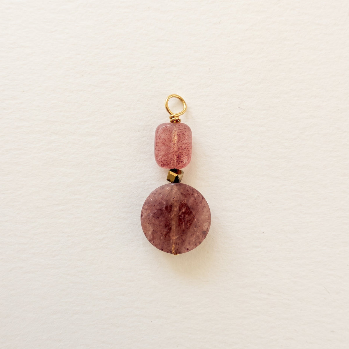 Charm quartz fraise, double rondes plates — RÉALISE Paris