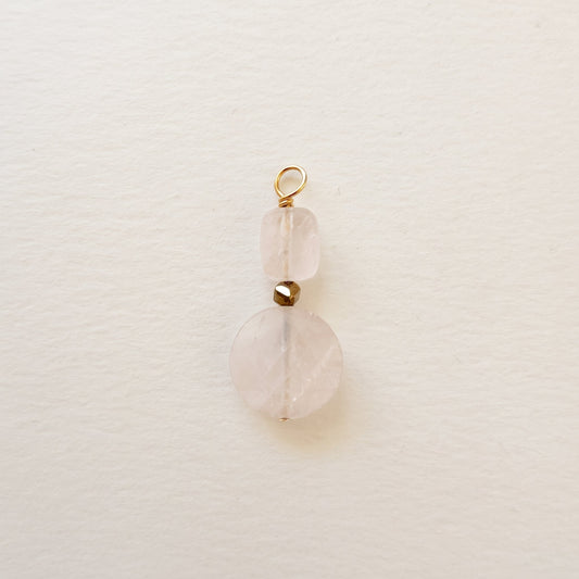 Charm quartz rose, double rondes plates — RÉALISE Paris
