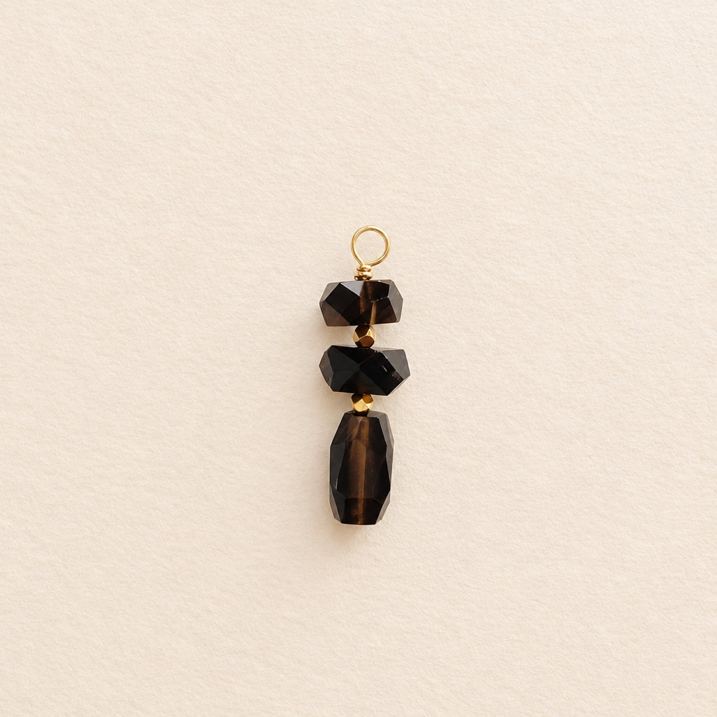 Charm quartz fumé, empilé rondelles & nugget — RÉALISE Paris