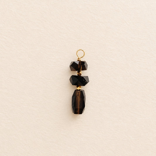 Charm quartz fumé, empilé rondelles & nugget — RÉALISE Paris