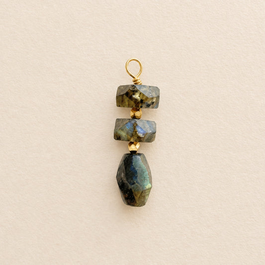 Charm labradorite, empilé rondelles & nugget — RÉALISE Paris