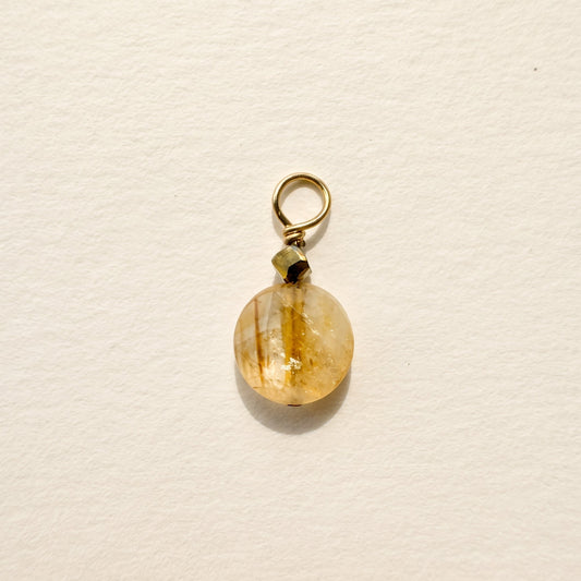 Citrine charm — small flat round