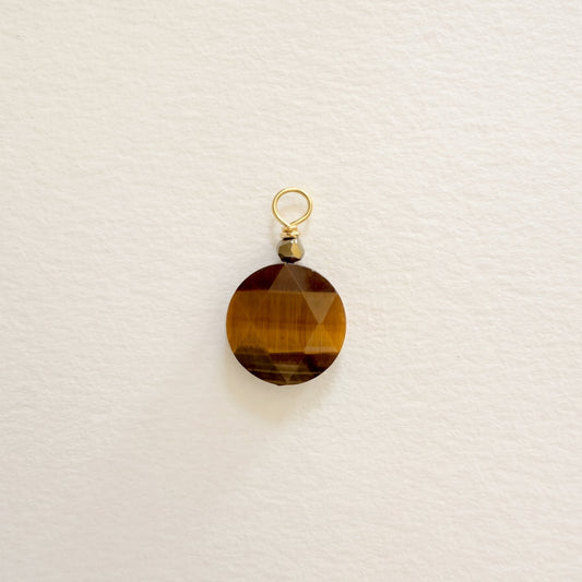 Tiger eye charm — large flat round
