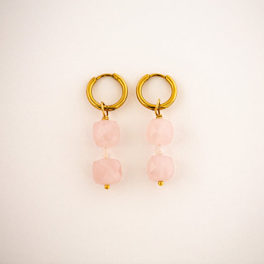 Boucles d'oreilles Quartz rose