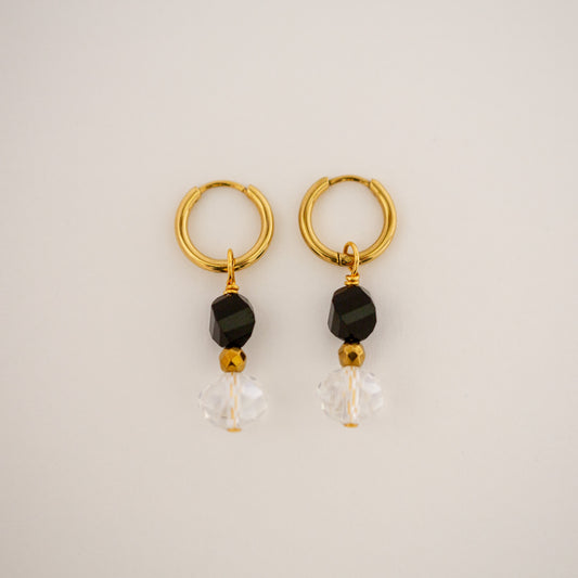 Boucles d'oreilles Onyx et Cristal de bohème