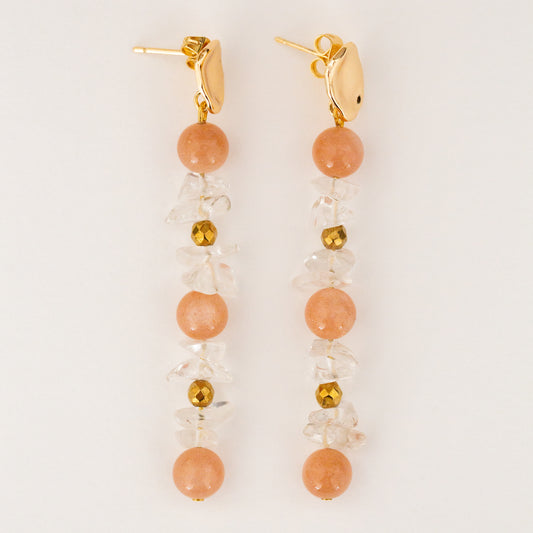 Boucles d'oreilles Pierre de Soleil et Cristal de Bohème