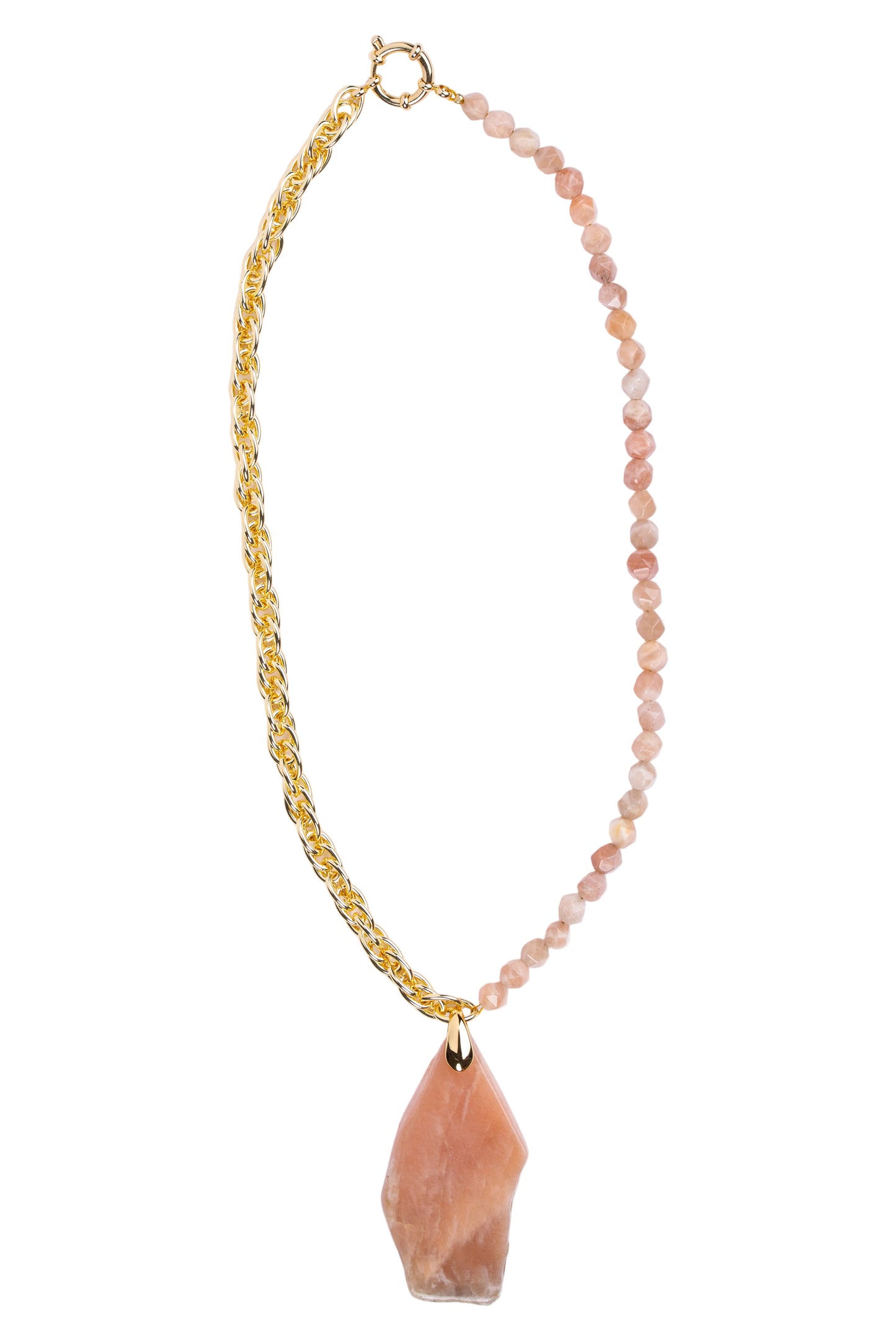 Collier pierre de soleil naturelle – Chaîne plaquée or fin