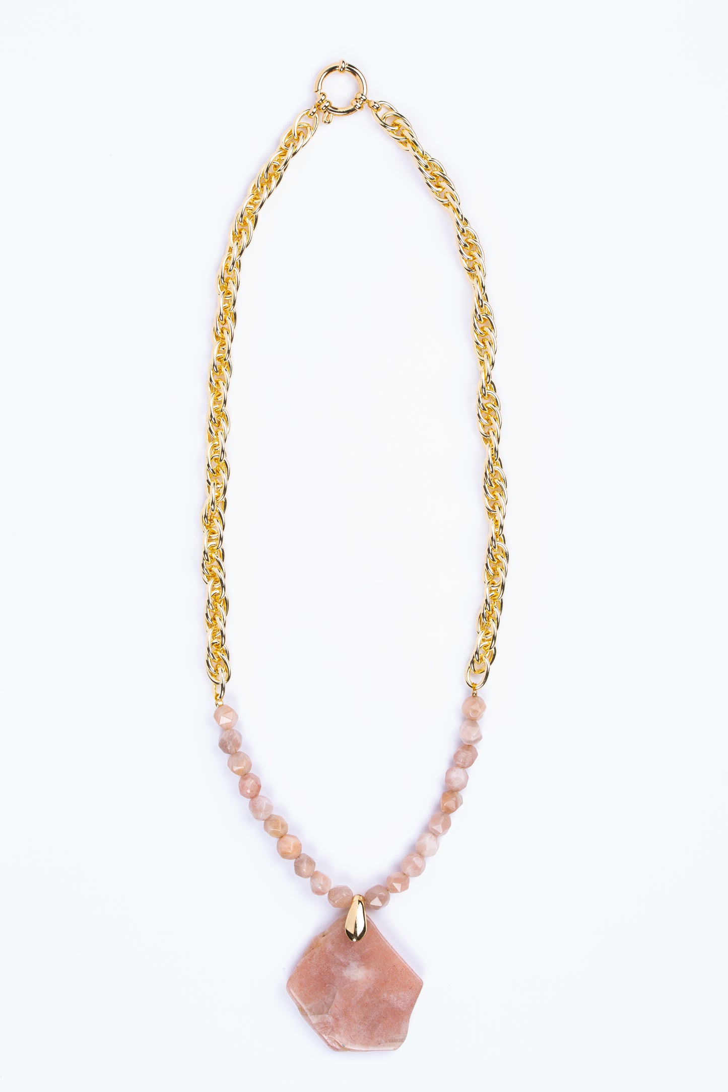 Collier en pierre de soleil – Chaîne plaquée or fin