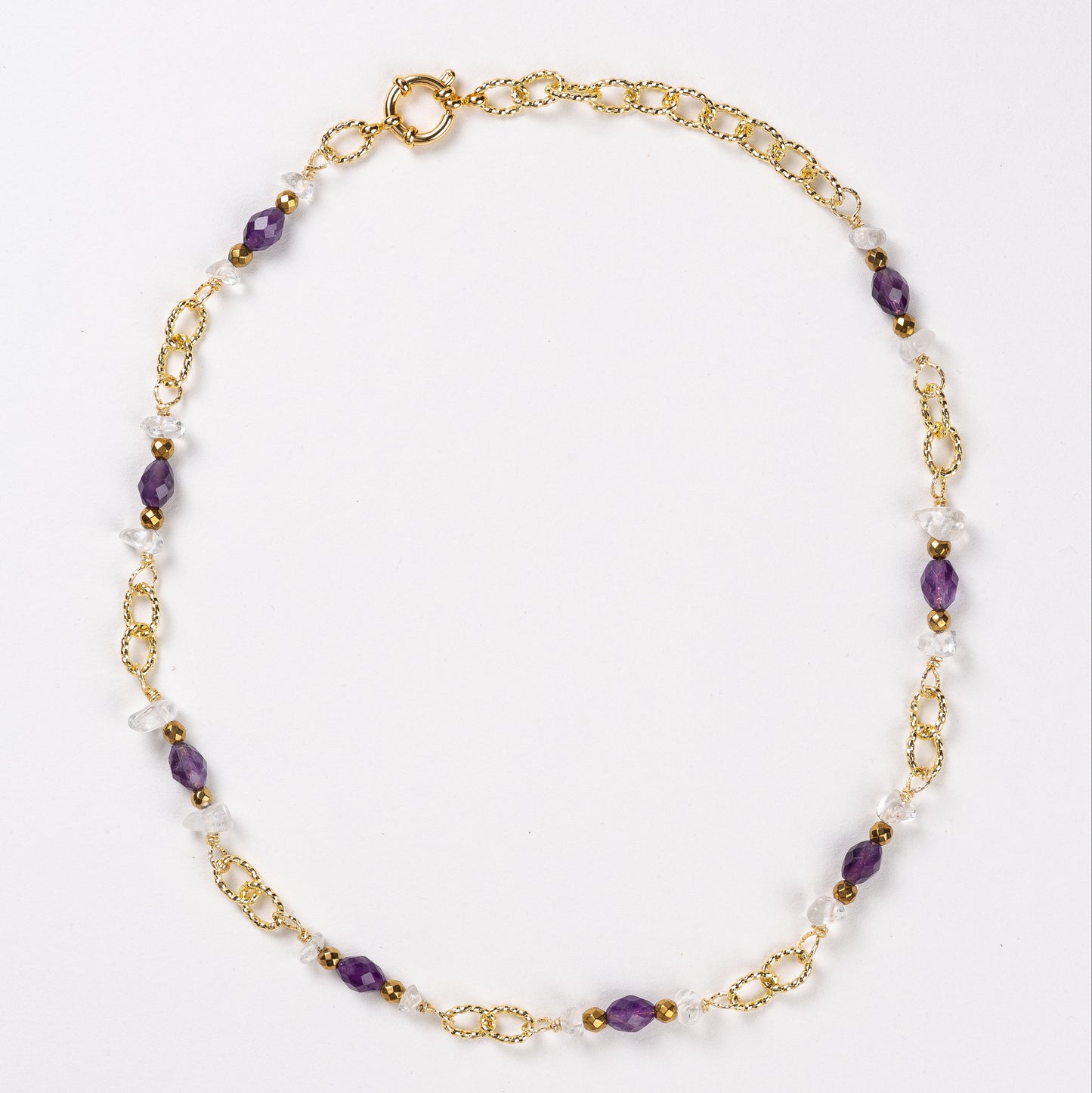 Collier Chaîne Plaquée Or – Pierre fine d'Améthyste