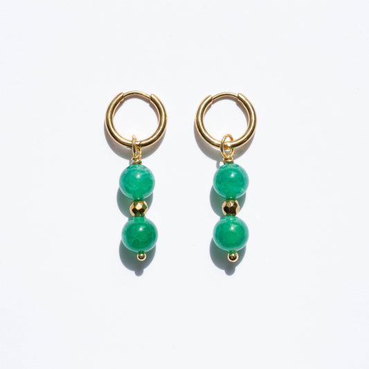 Boucles d'oreilles Pierre d'agate verte craquelée