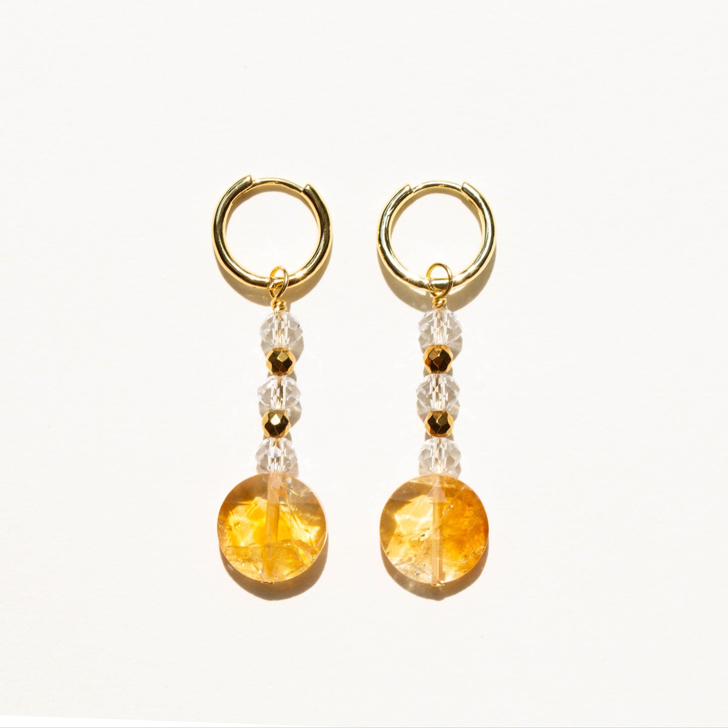 Boucles d'oreilles Citrine et Cristal de bohème