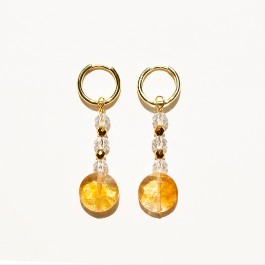 Boucles d'oreilles Citrine et Cristal de bohème