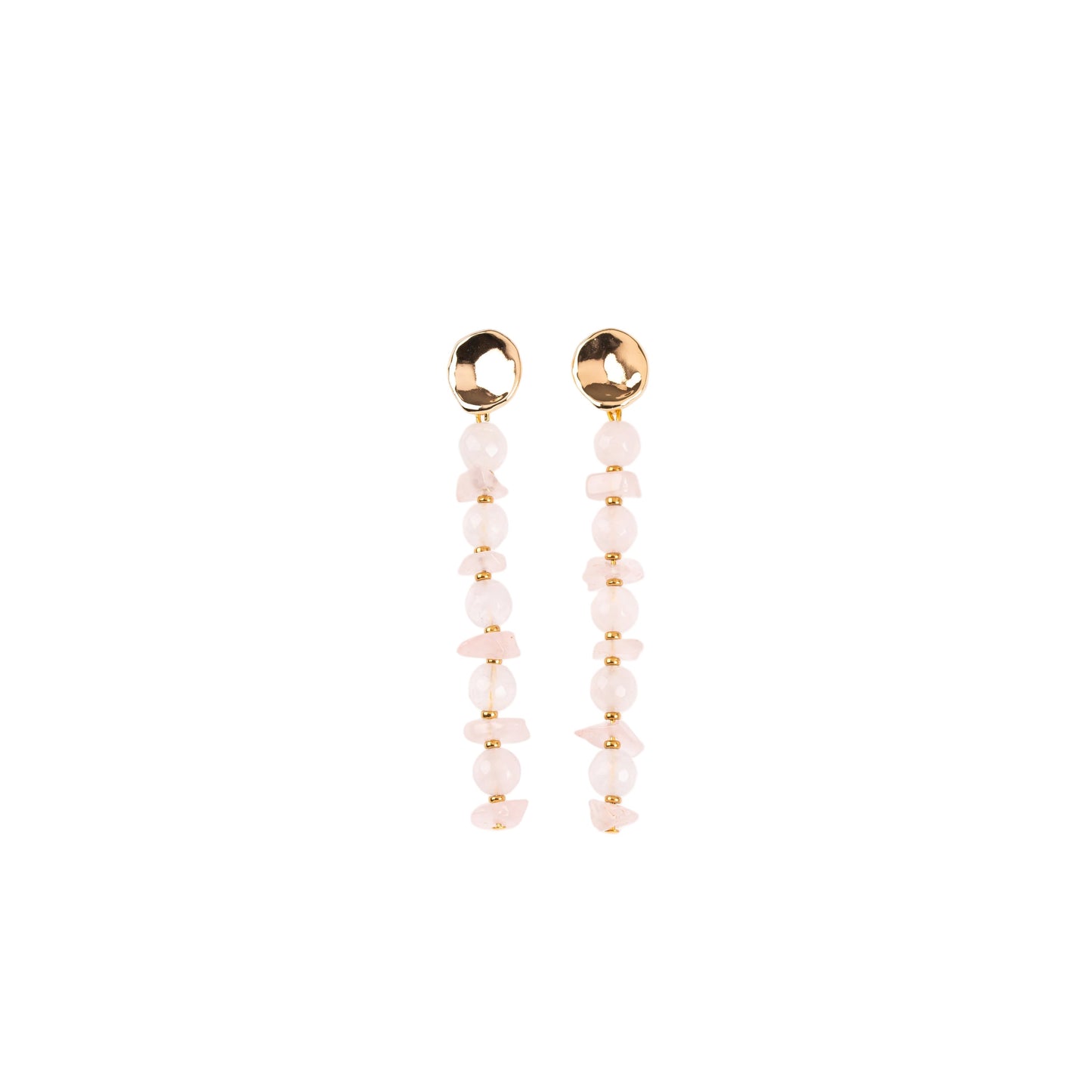 BOUCLES D'OREILLES PENDANTES - QUARTZ ROSE