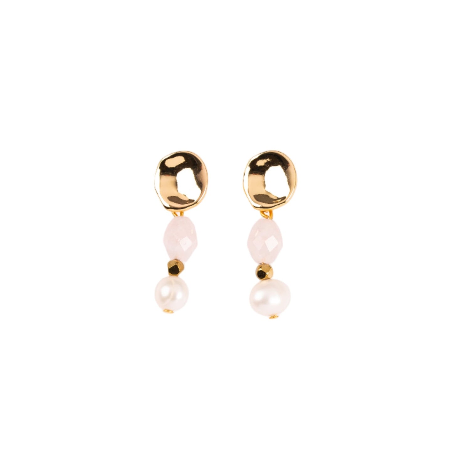 Boucles d'oreilles Perle d'eau douce et Quartz rose
