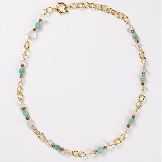 Collier Chaîne Plaquée Or – Pierre fine d'Amazonite