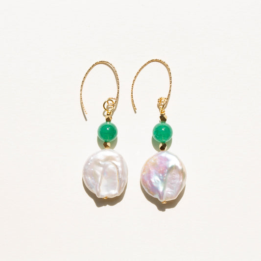 Boucles d'oreilles Perle d'eau douce irrégulière et Agate