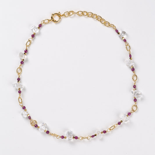 Collier Chaîne Plaquée Or – Pierre fine de Ruby