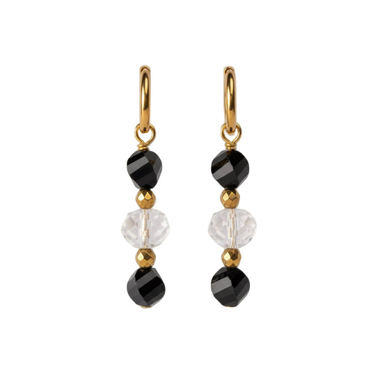 Boucles d'oreilles Onyx et Perle de Cristal de bohème