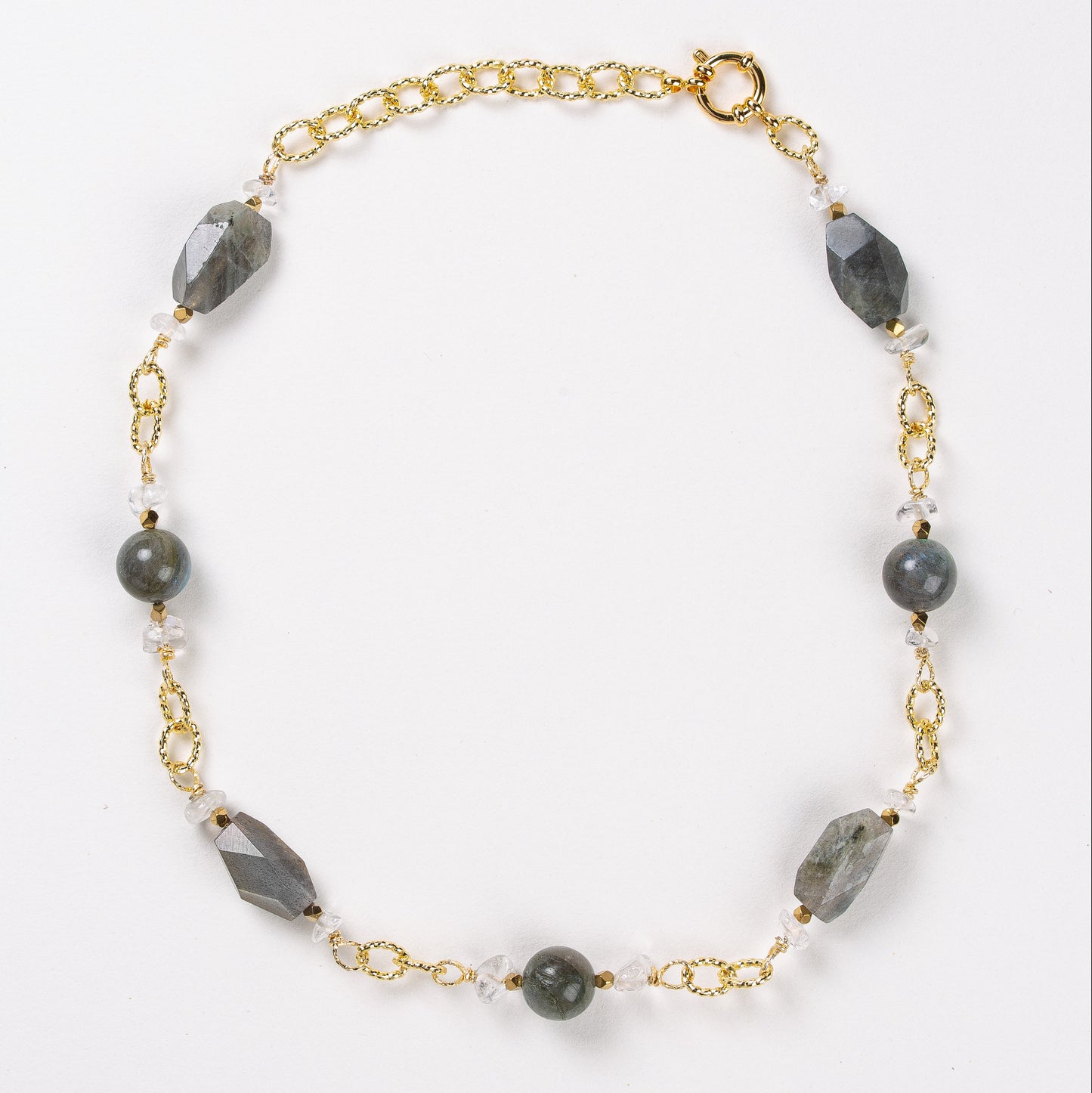 Collier Chaîne Plaquée Or – Pierre de Labradorite