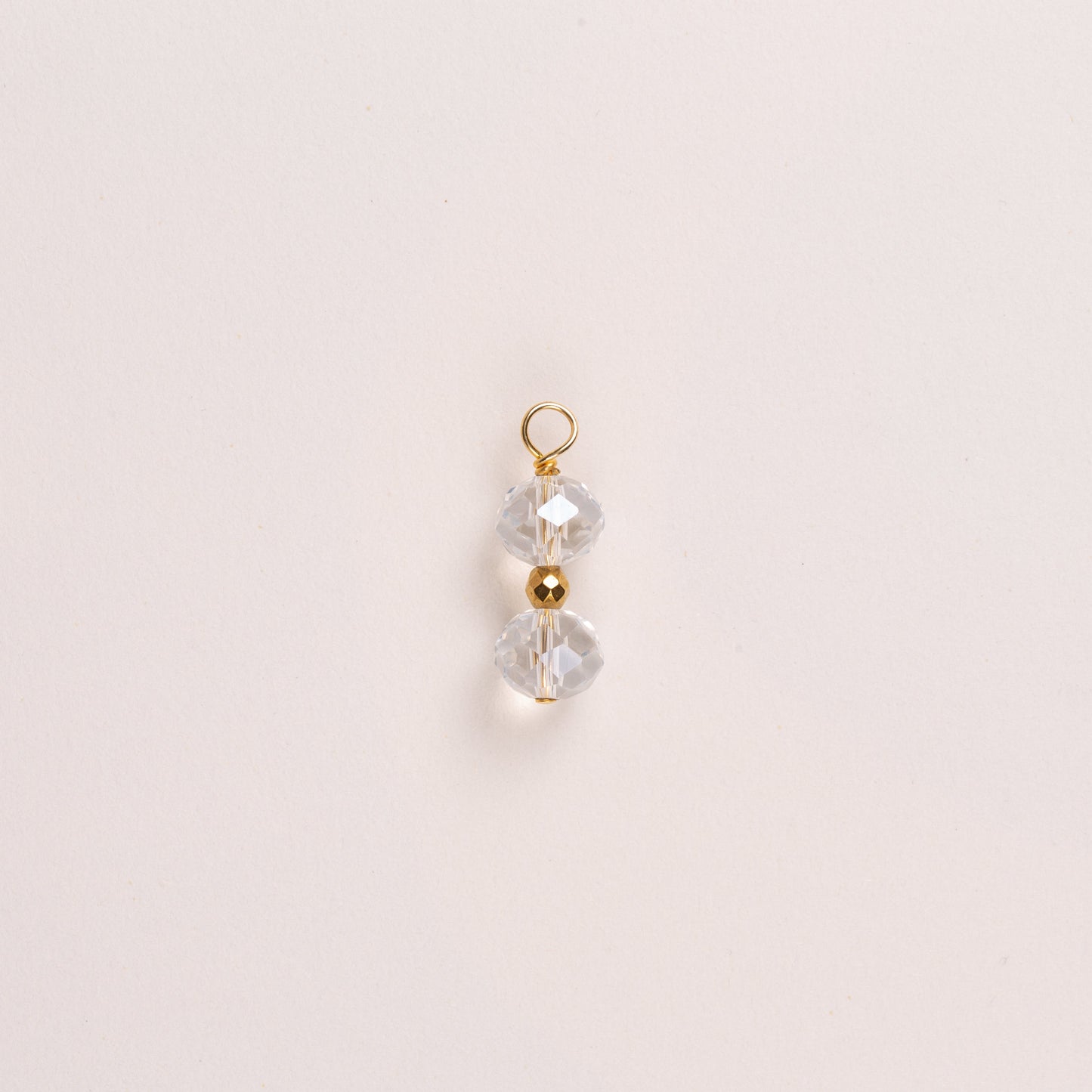 Charms deux pierre ronde ciselée - Cristal de bohème